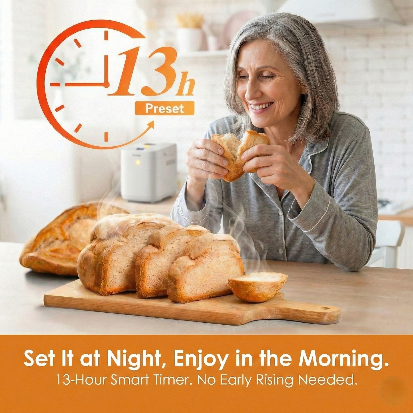 Automatic Bread Maker with Fruit & Nut Dispenser – 12-in-1 Bread Machine for Homemade Bread