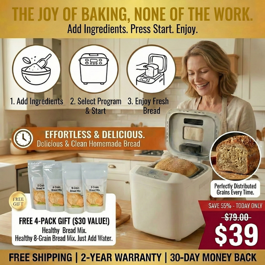 Automatic Bread Maker with Fruit & Nut Dispenser – 12-in-1 Bread Machine for Homemade Bread