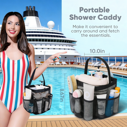 Portable Mesh Shower Caddy Tote Bag with Multiple Pockets