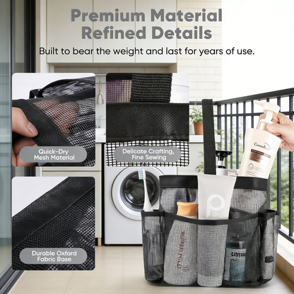 Portable Mesh Shower Caddy Tote Bag with Multiple Pockets