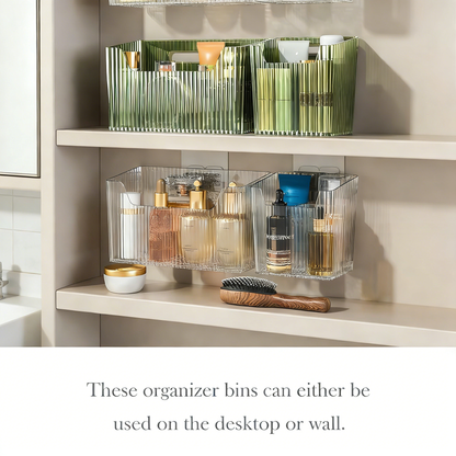 No-Drill Wall Mounted Storage Bins, Stackable PET Organizer for Home & Bathroom
