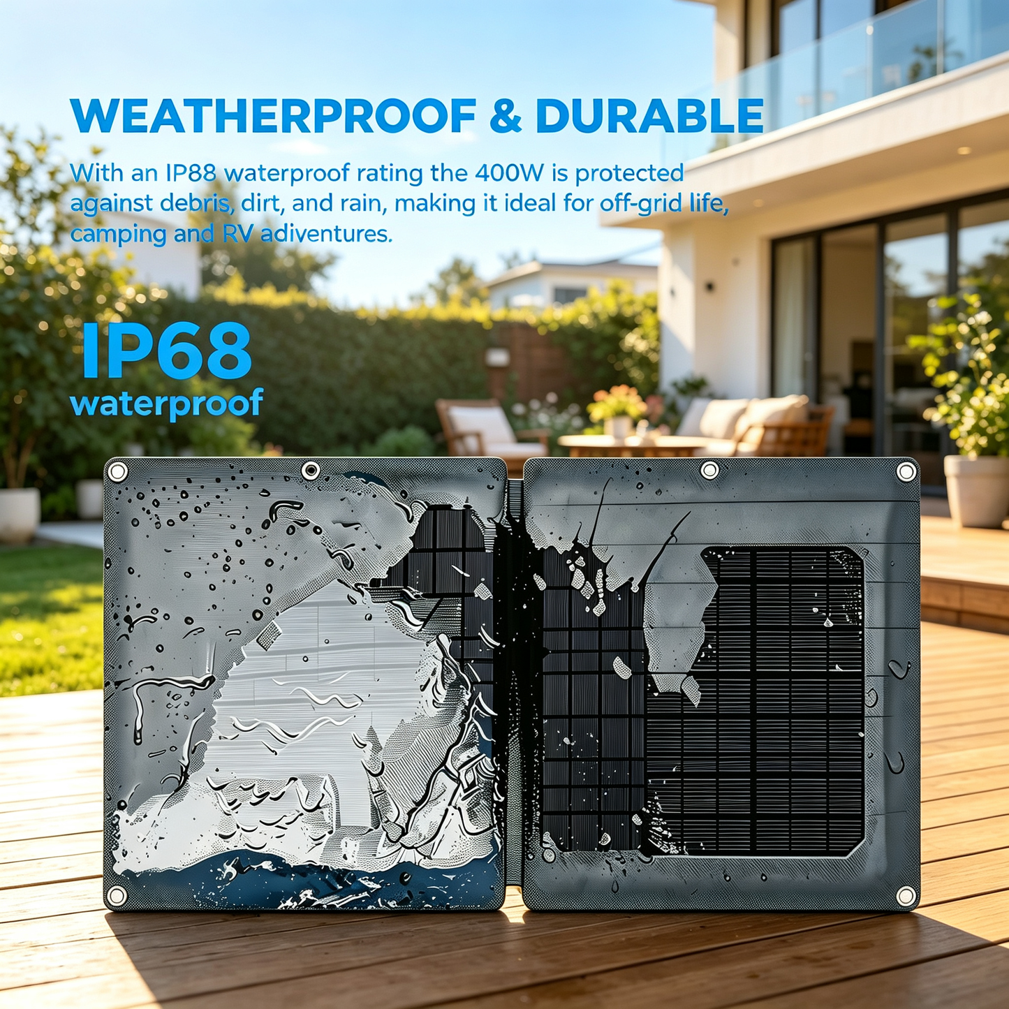 400W Portable Foldable Solar Panel with Stand - IP68 Waterproof