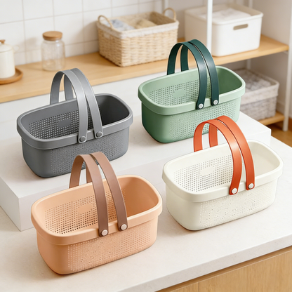 Portable Plastic Shower Caddy Basket with Handles