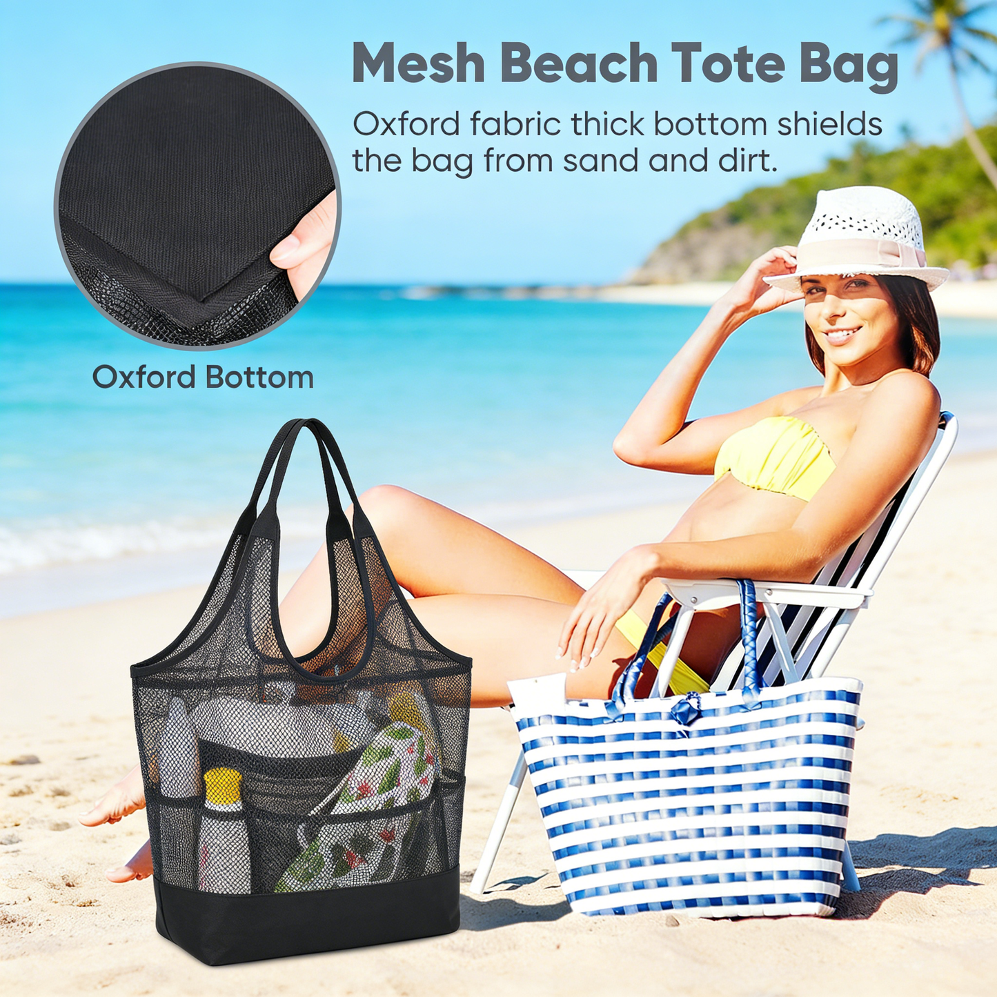 Portable Mesh Shower Caddy Tote Bag with Multiple Pockets