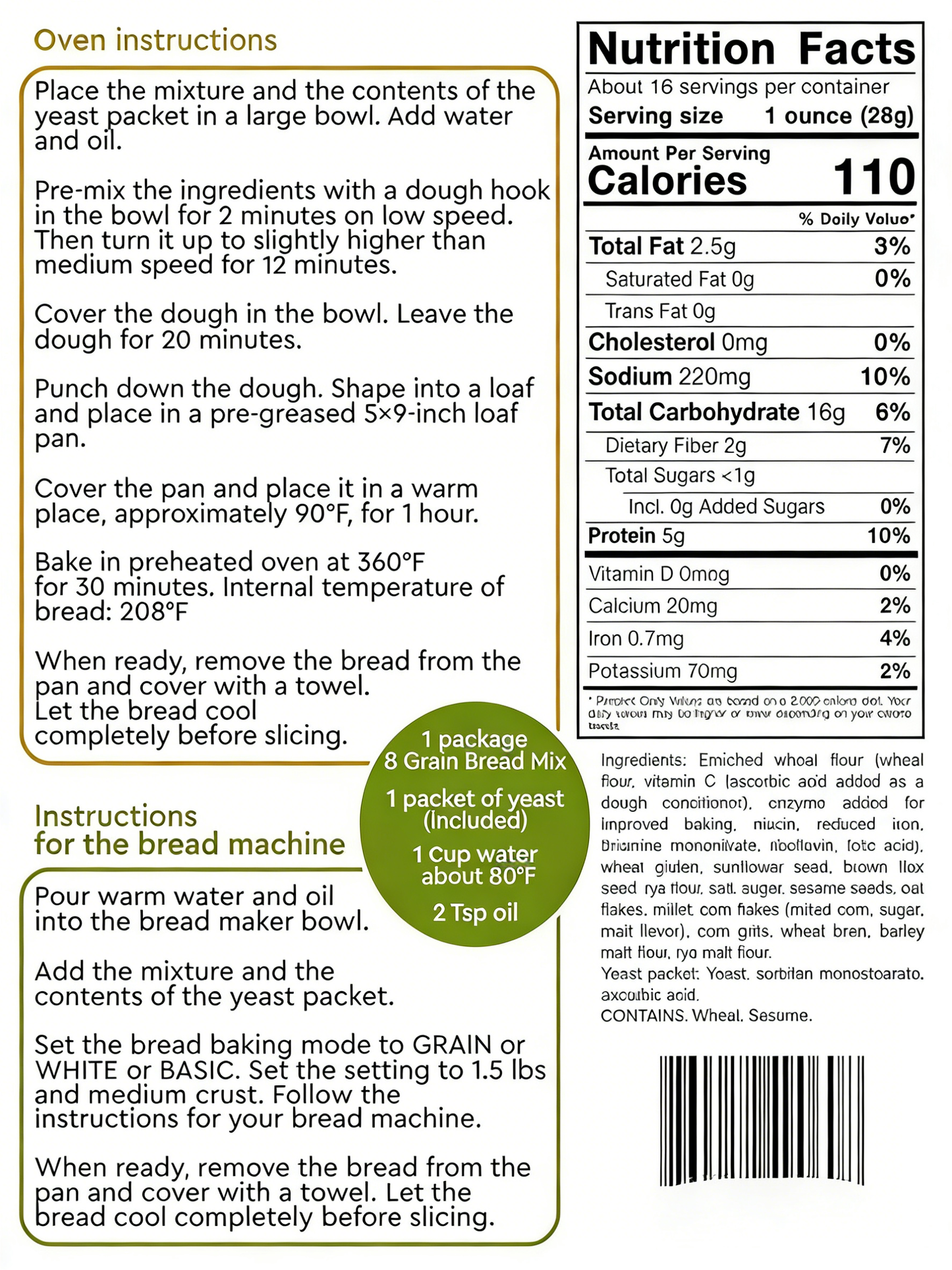 8-Grain Bread Mix – Easy-to-Use Bread Machine & Oven Baking Blend