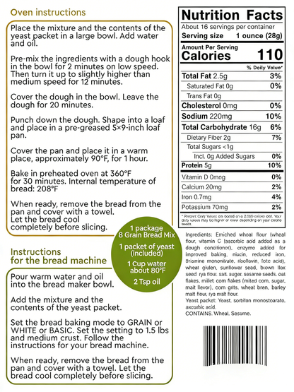 8-Grain Bread Mix – Easy-to-Use Bread Machine & Oven Baking Blend