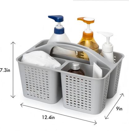 Plastic Shower Caddy with Divided Compartments & Drainage Holes
