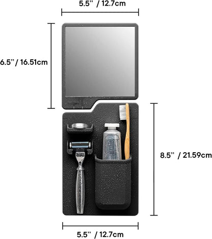 Shower Mirror with Integrated Toiletry Organizer