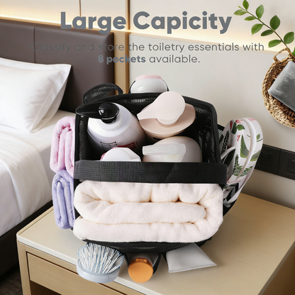 Portable Mesh Shower Caddy Tote Bag with Multiple Pockets