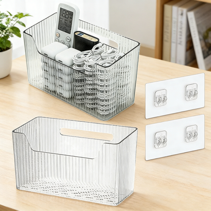 No-Drill Wall Mounted Storage Bins, Stackable PET Organizer for Home & Bathroom